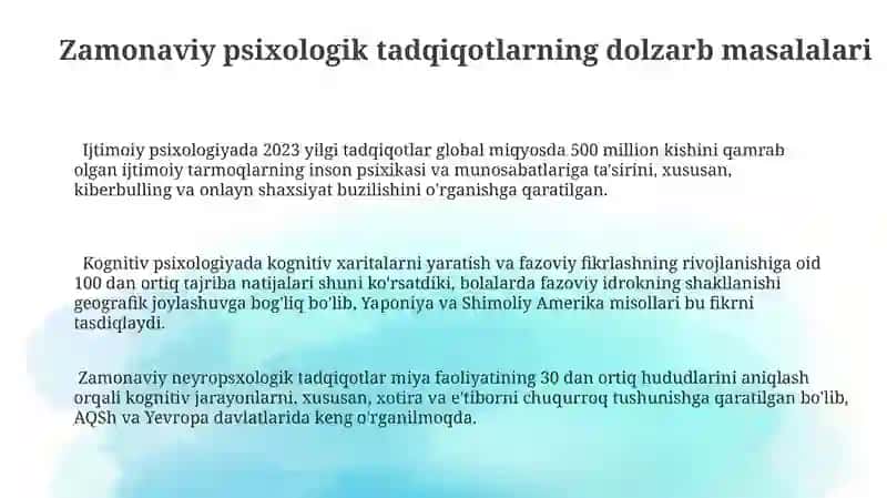 Psixologiya rivojlanishining asosiy tendensiyalari 3