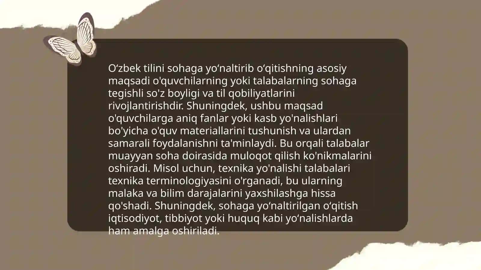 Oʻzbek tilini sohaga yoʻnaltirib oʻqitishning maqsadi,vazifalari 3