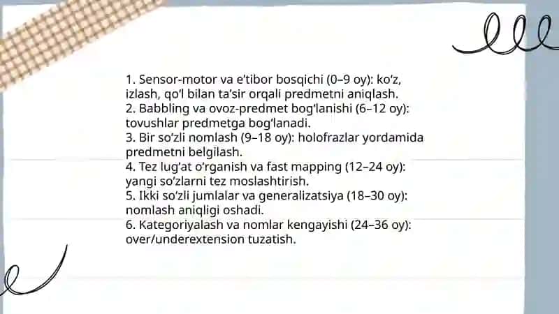 Ilk bolalik davrida soʻz va predmetlar oʻrtasidagi bogʻliqlikni aniqlash 3
