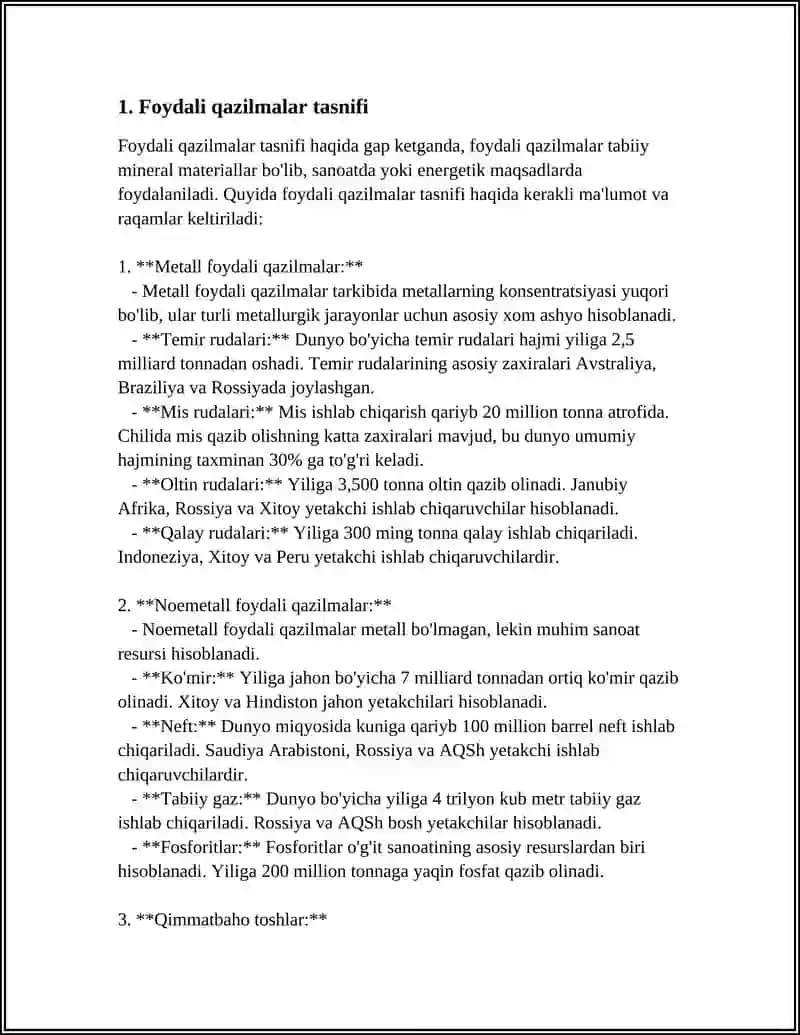 FOYDALI QAZILMALARNING GENETIK VA SANOAT TURLARI 3