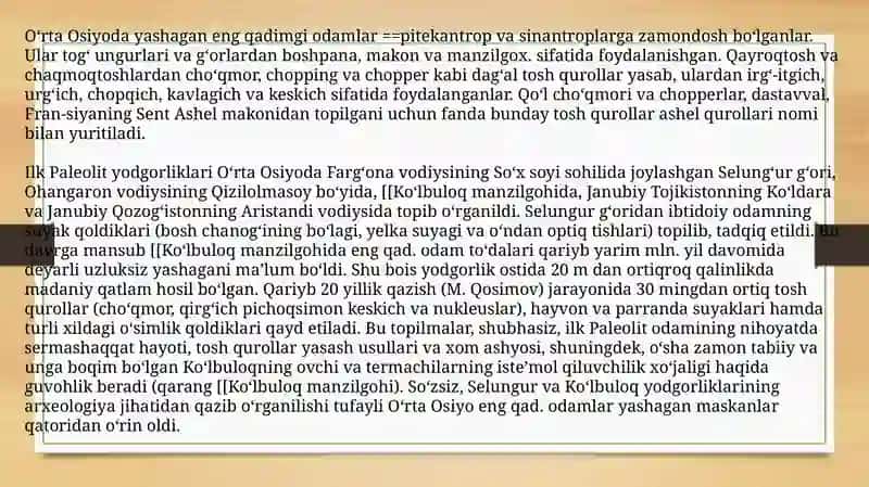 Oʻrta Osiyo Hududida Paleolit, Mezolit va Neolit Davriy Odgorliklari 3