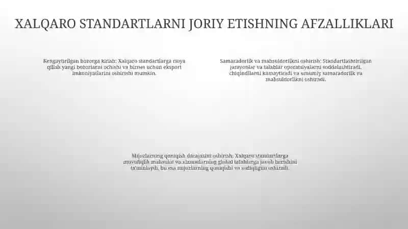 Xalqaro Standartlarni Qo‘llash va Joriy Etish 3