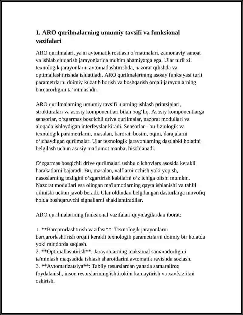 ARO QURILMALARNING VAZIFALARI TEXNIK KOʻRSATKICHLARI VA TADBIQI 3
