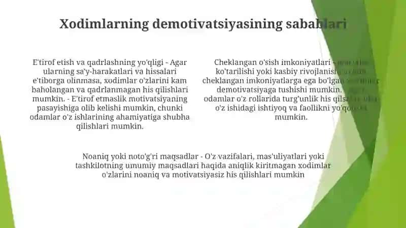 Demotivatsiyaga Ega BoʻLgan Xodimlarning Ish Unumdorligini Oshirish 3