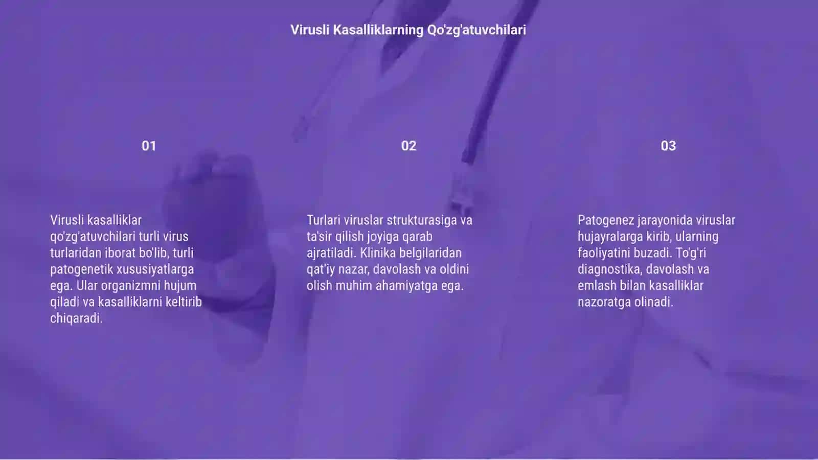 Virusli kasalliklar qo'zg'atuvchilari, turlari, patogenezi, klinikasi, davolash va oldini olish 3