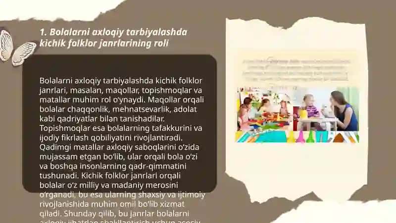 Bolalarni axloqiy-estetik ruhda tarbiyalashda kichik folklor janrlari namunalaridan foydalanish 3