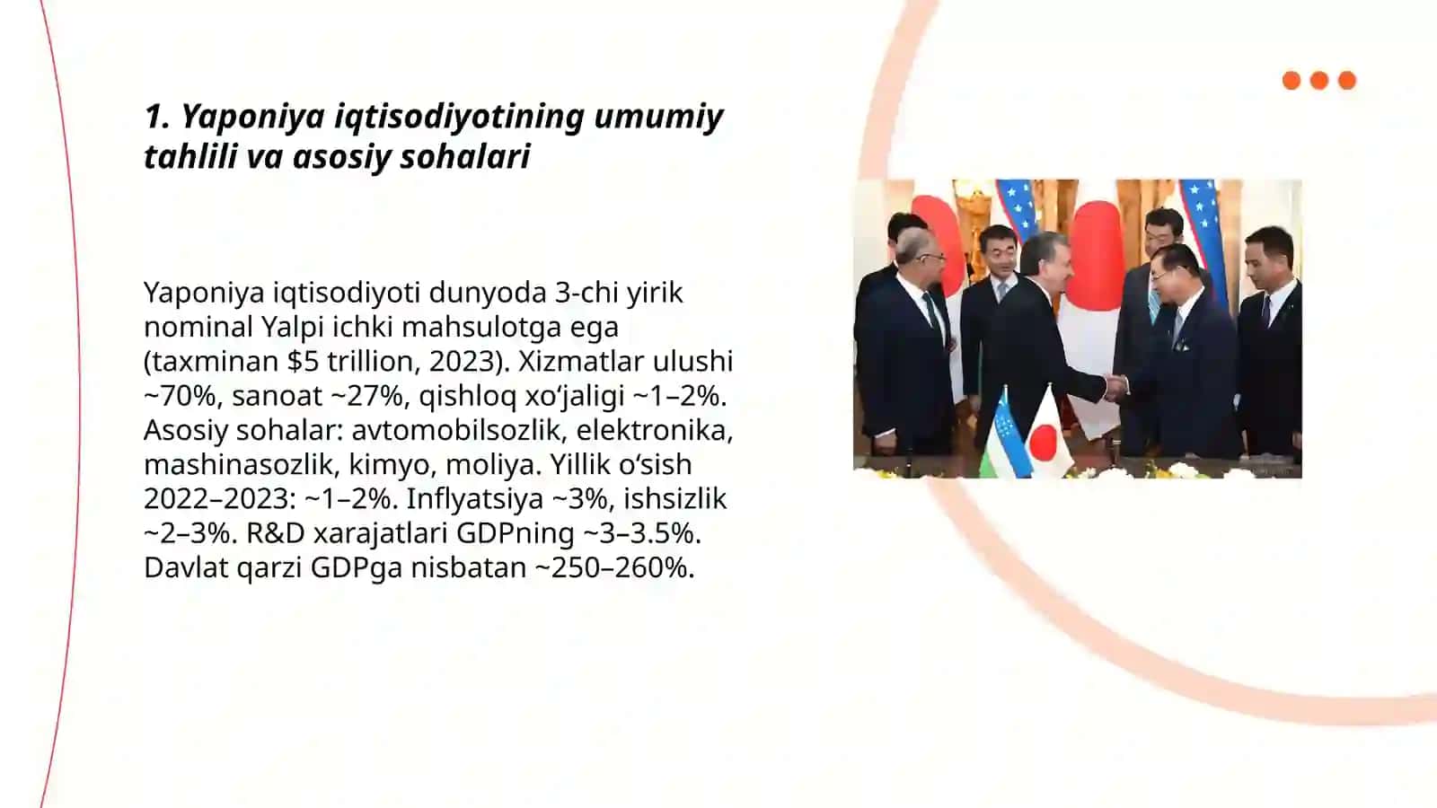 Yaponiya iqtisodi va uning O’zbekiston bilan iqtisodiy aloqalari 3