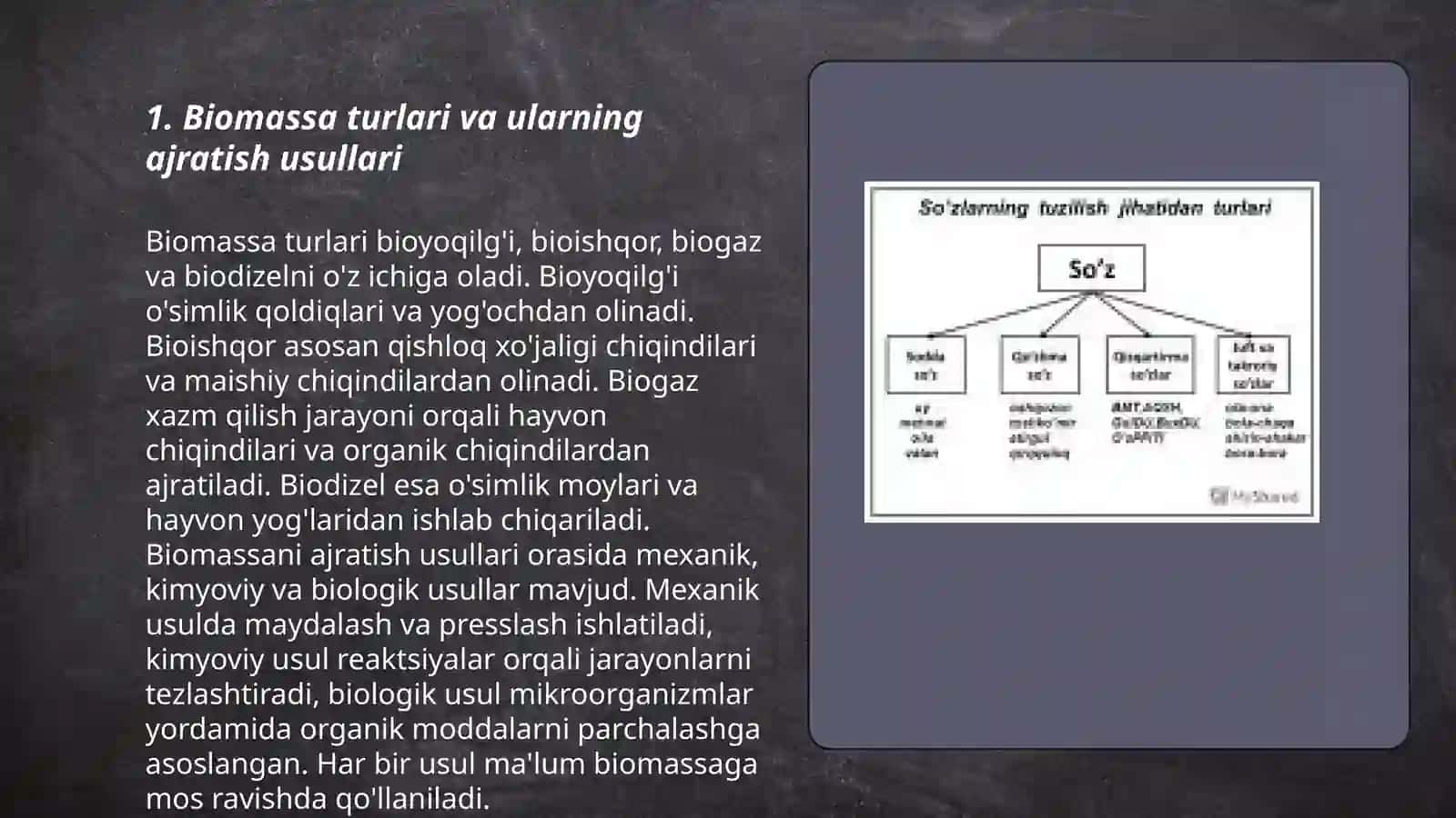 Biomasalarni ajratish tiplari va qolanilishdan asosiy maqsad va uskunalar 3
