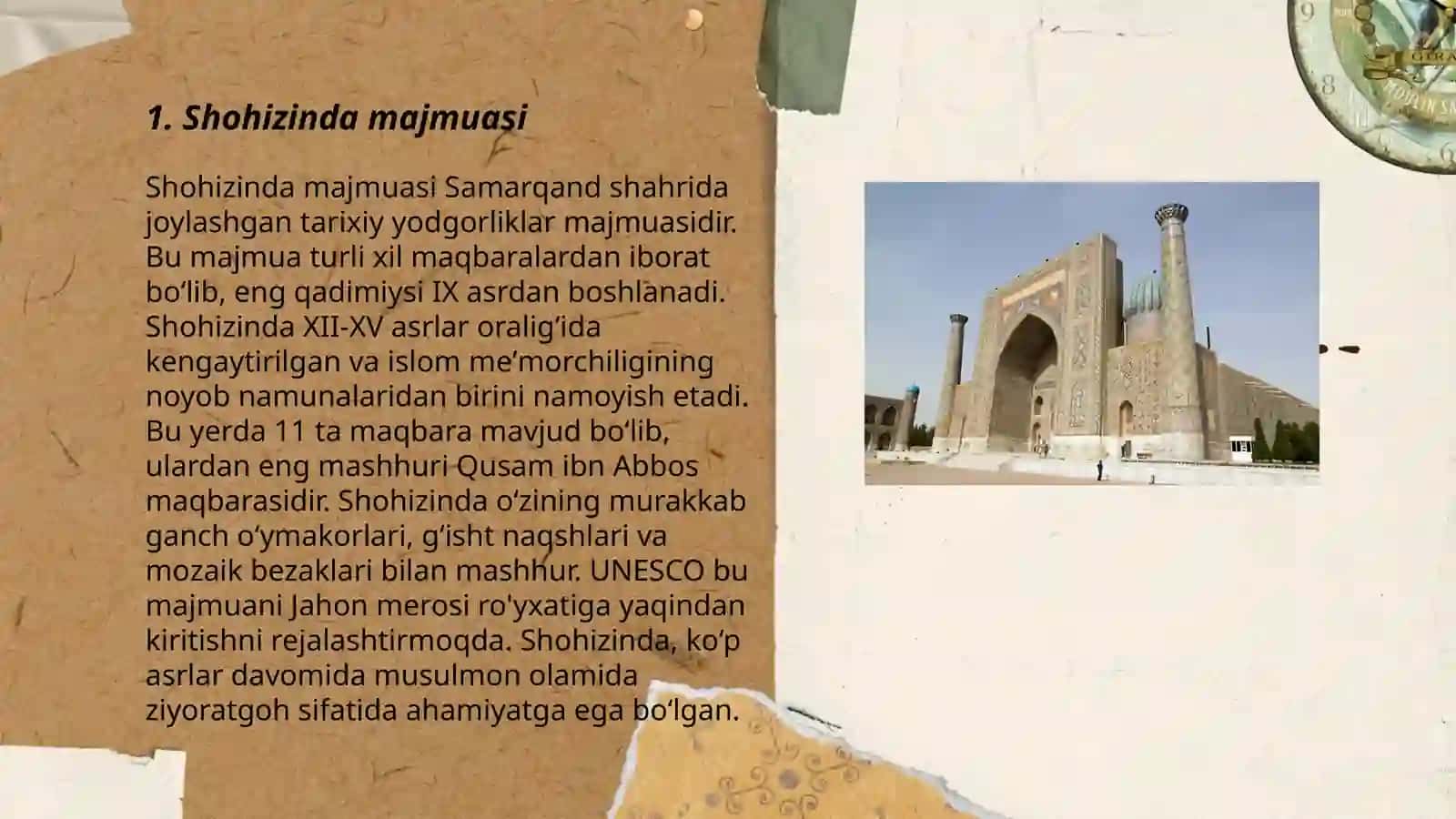 Samarqand shahrining me‘moriy yodgorliklari 3