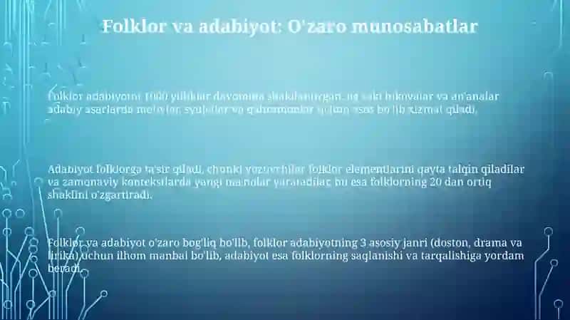 Folklor va Adabiyot: O'zaro Ta'sir va Bog'liqlik 3