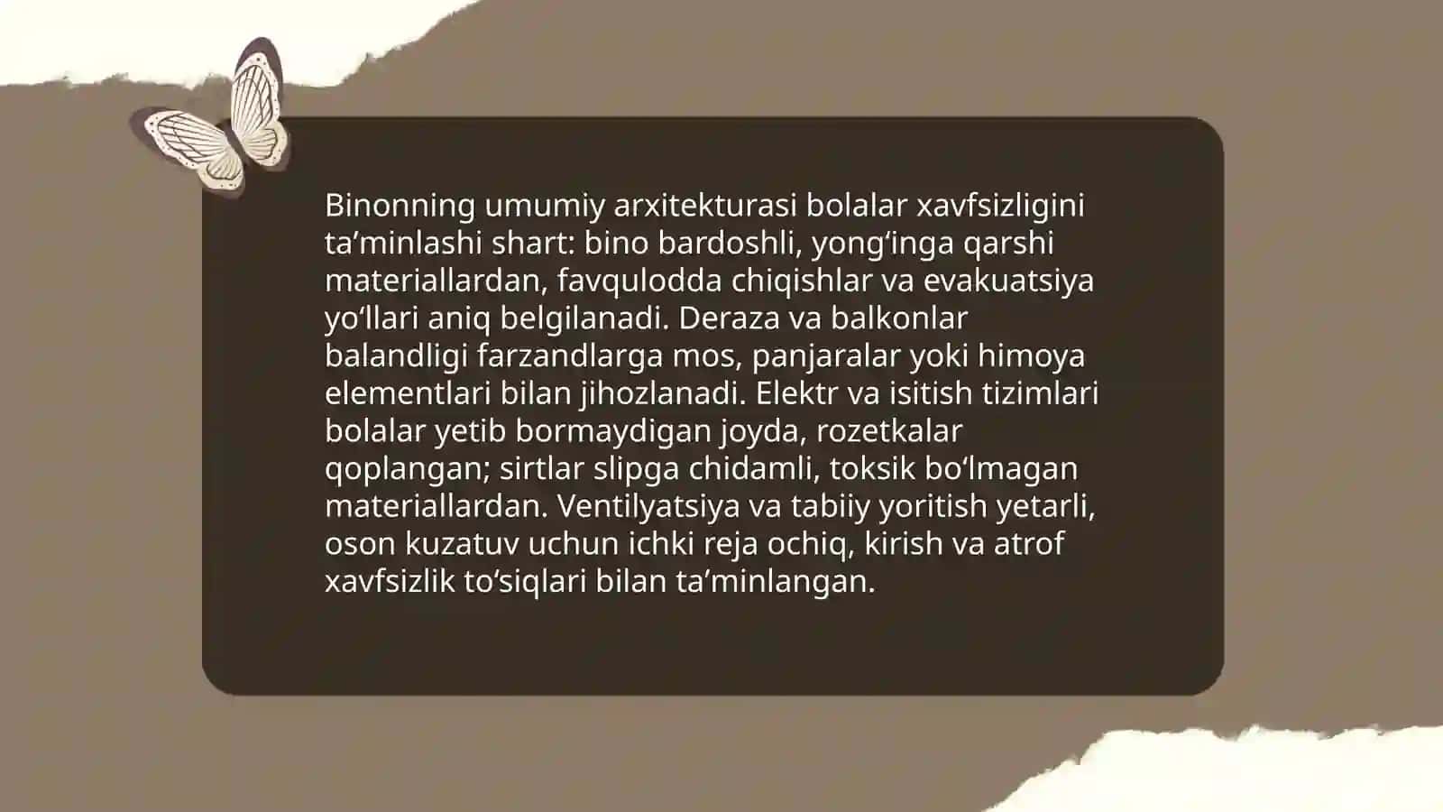 Maktabgacha ta'limda bino jixozlariga quyiladigan talablar 3