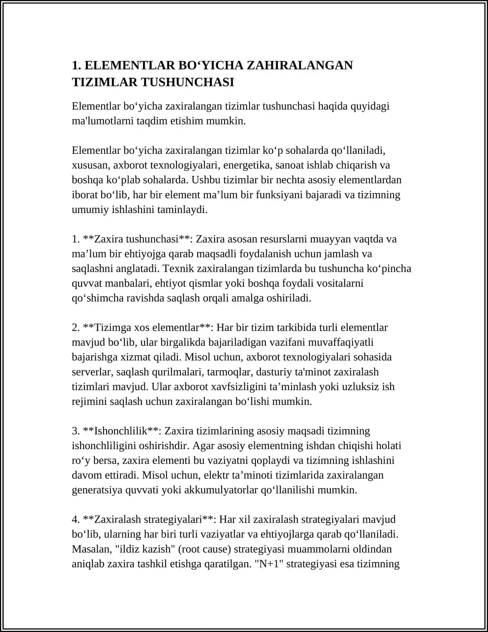 ELEMENTLAR BO‘YICHA ZAHIRALANGAN TIZIMLAR 3