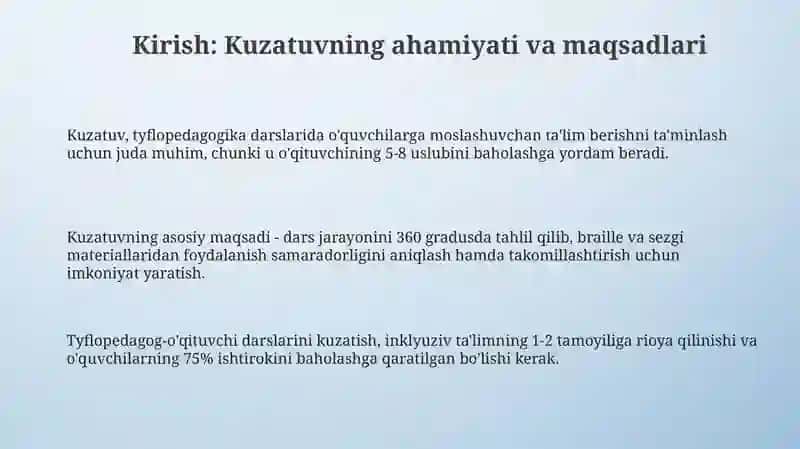 Tiflopedagog-oʻqituvchi darslarni kuzatish va tahlil qilish 3