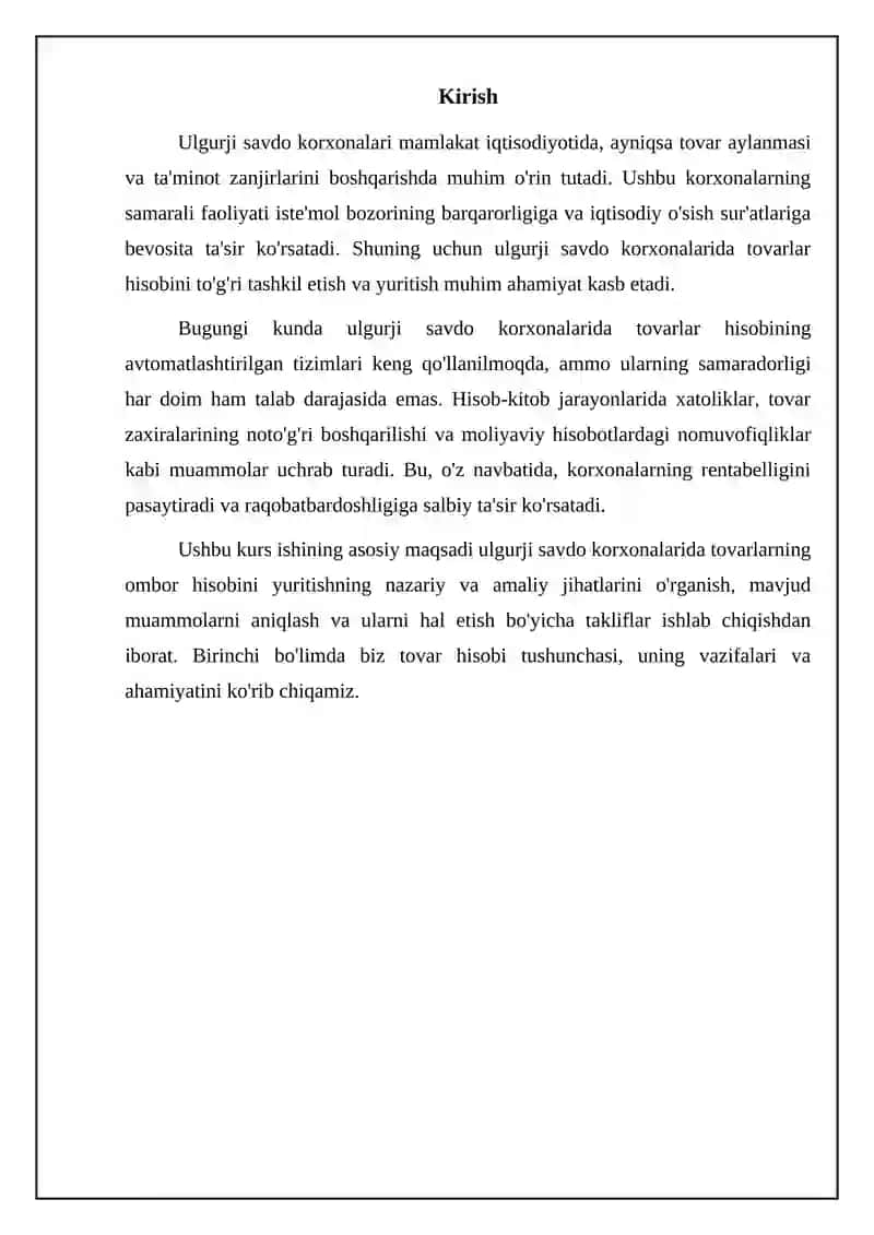 Ulgurji savdo korxonalarida tovarlarning omolbor hisobi 3