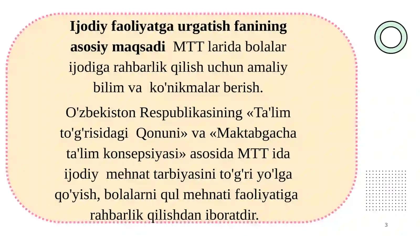 Maktabgacha ta’limda bolalarni ijodiy faoliyatini tashkil qilish texnologiyasi 3