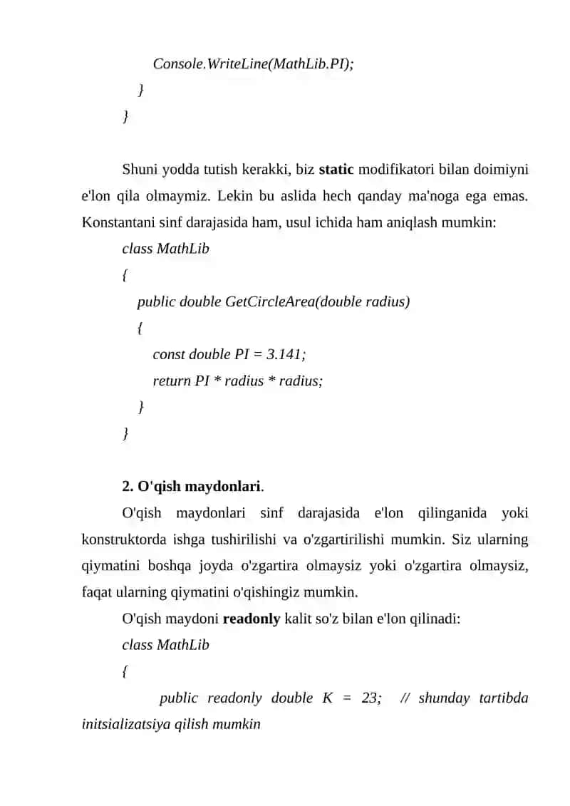 Konstanta maydonlar 3