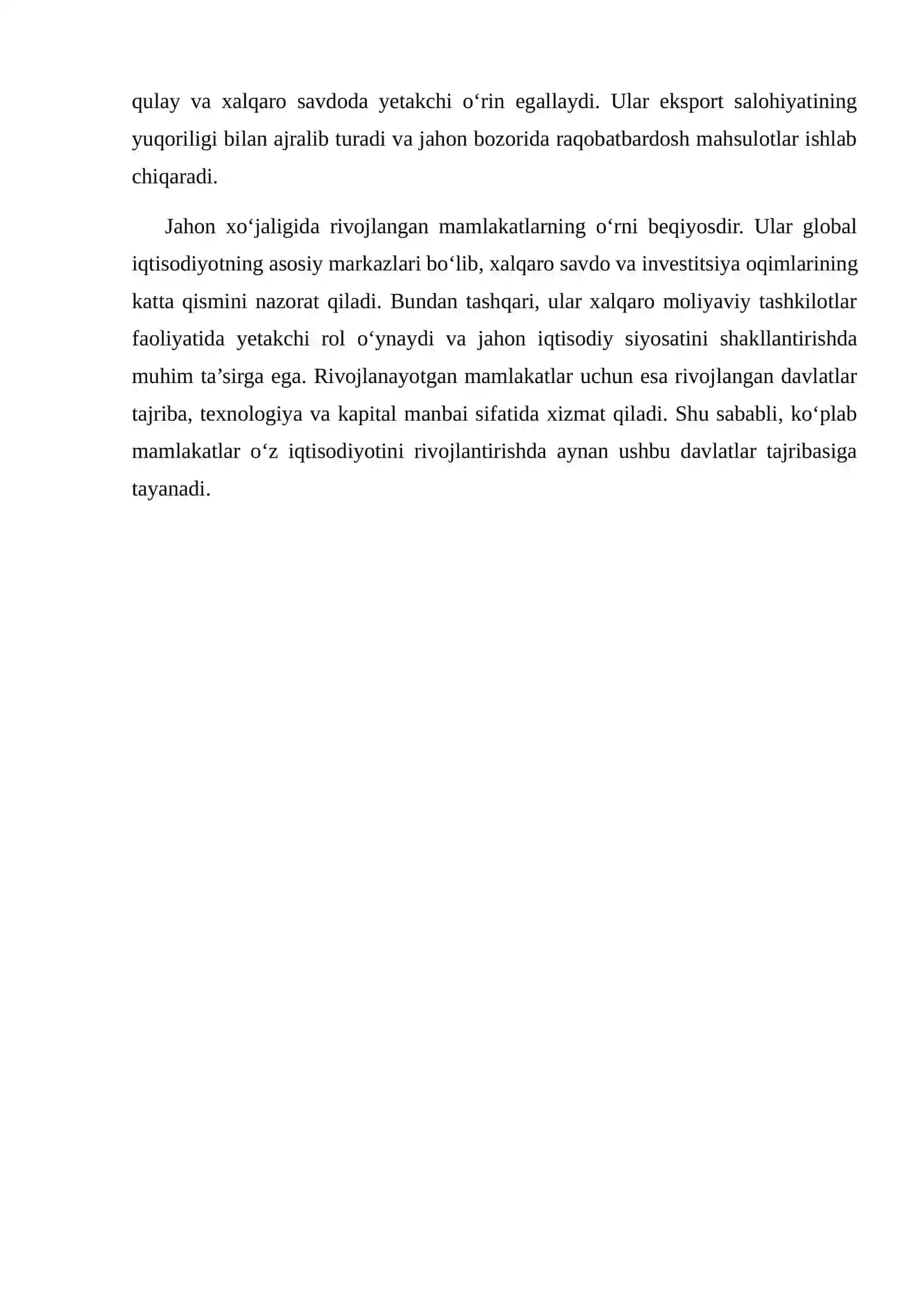 JAHON XO‘JALIGIDA RIVOJLANGAN MAMLAKATLAR IQTISODIYOTI 3