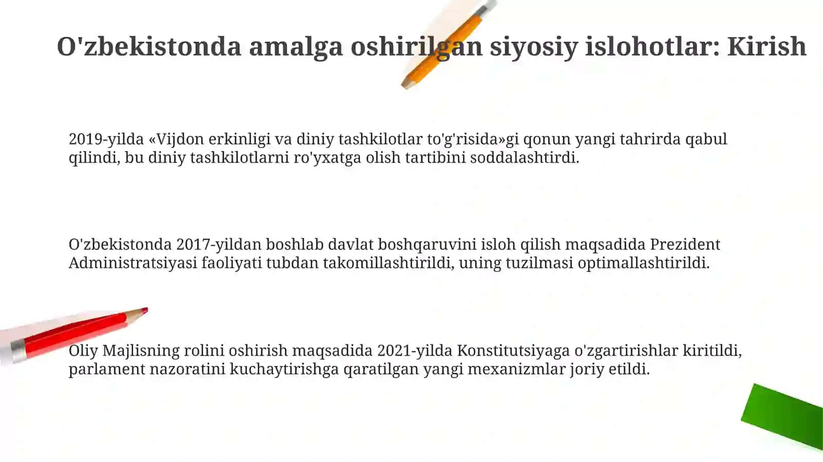 O'zbekistonda amalga oshirilgan siyosiy islohotlar 3