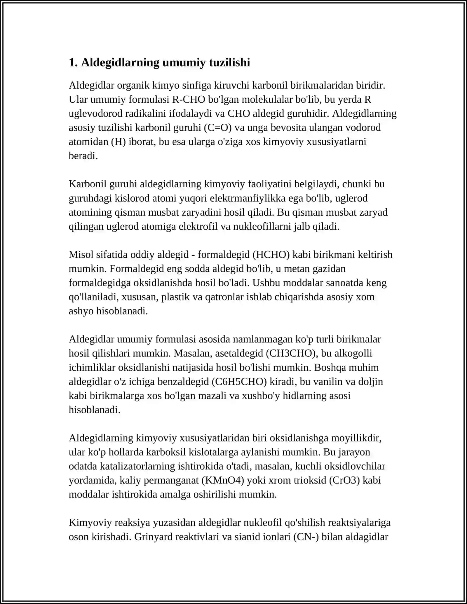 TOʻYINGAN VA TOʻYINMAGAN ALDEGIDLAR 3