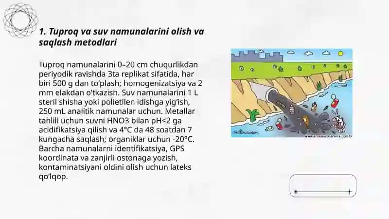 Tuproq va suvning ifloslanishida ion bogʻlanishli birikmalarni aniqlab ulardan tozalash usulini ishlab chiqish 3