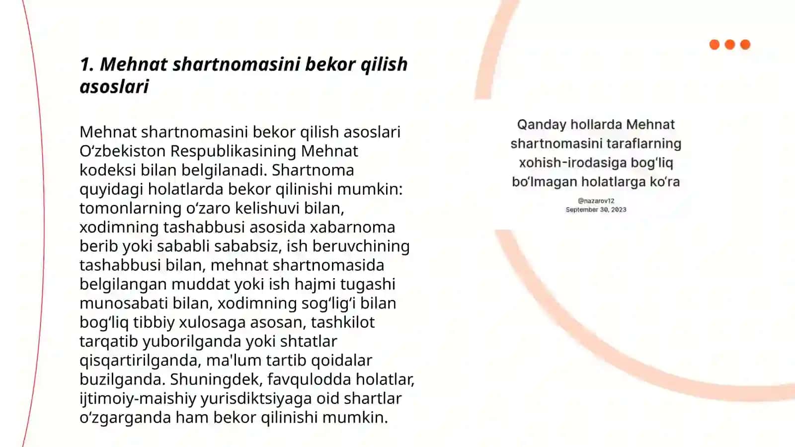 Mehnat shartnomasini bekor qilish 3