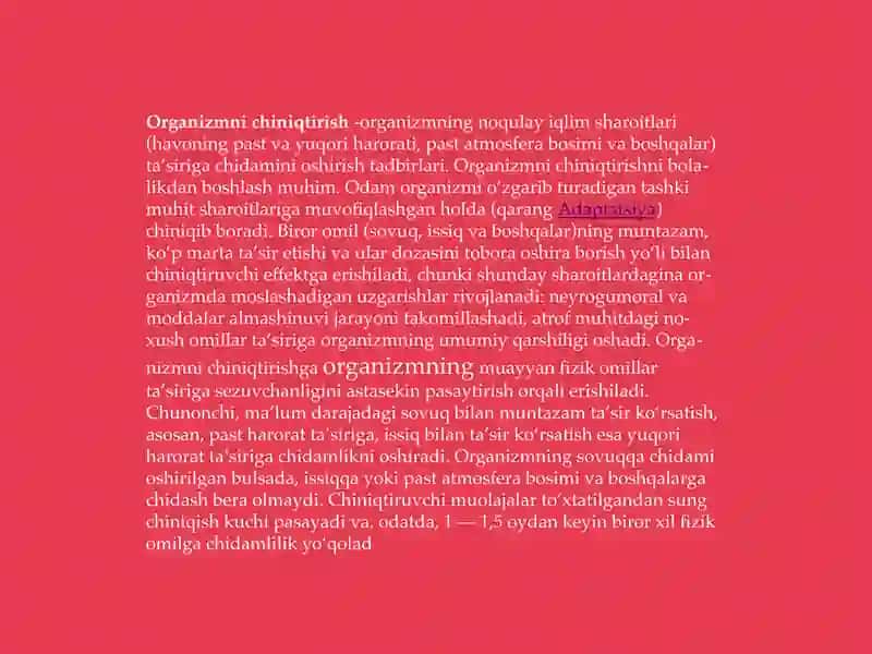 Chiniqtirish va Organizmning Oʻzgarishi 3