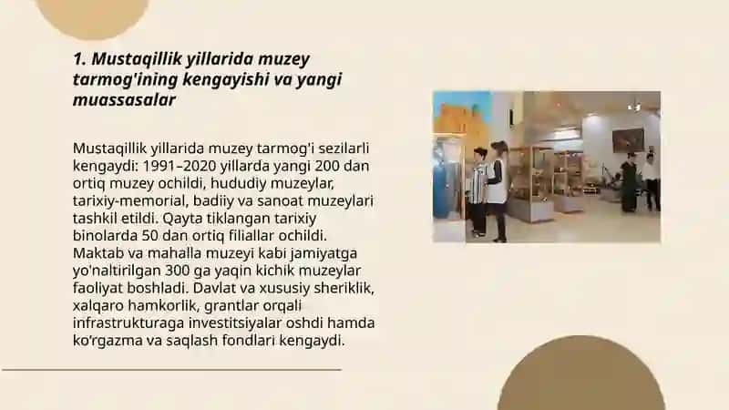 Muzeylar faoliyatining rivojlanishi 3