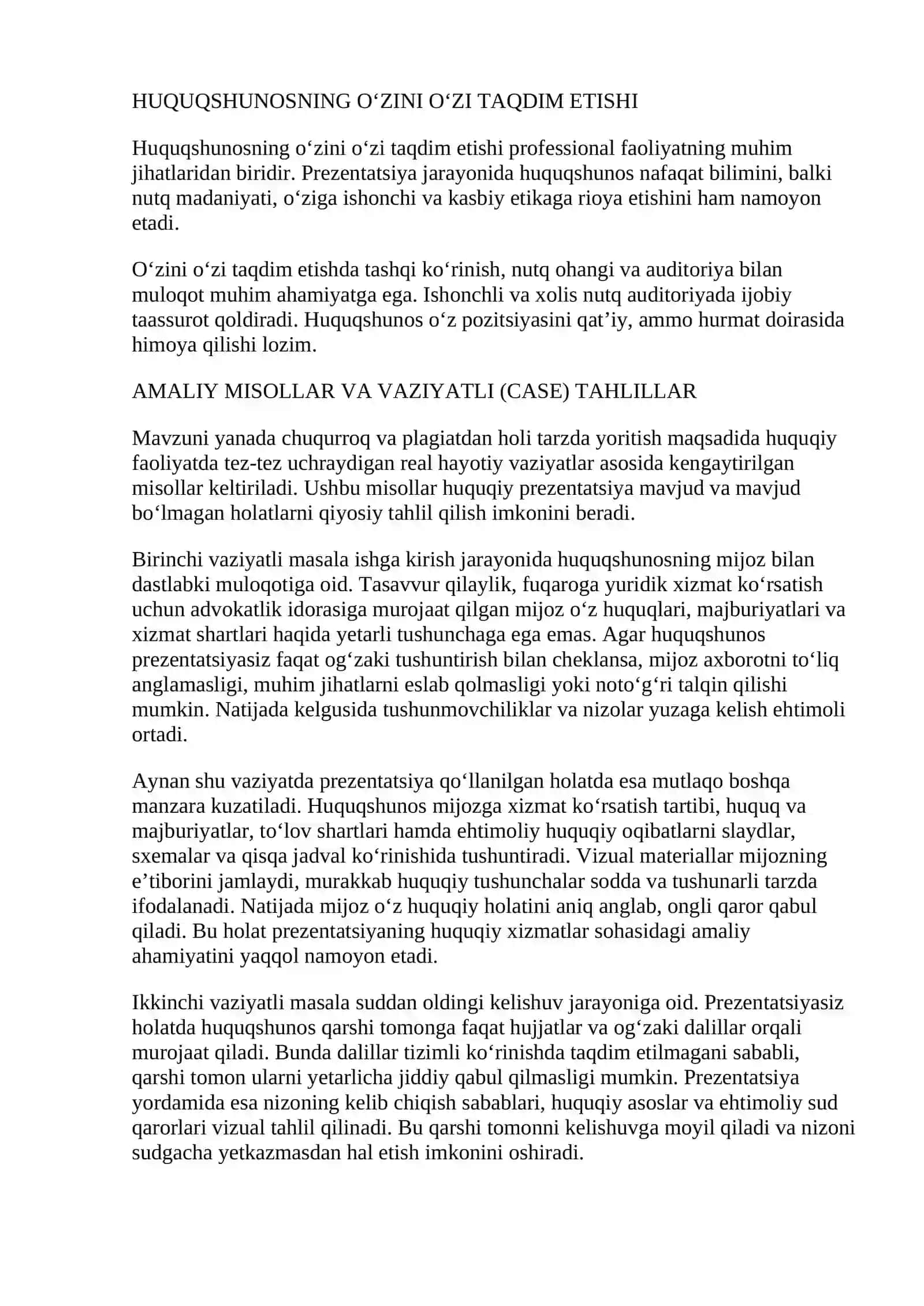 Huquqiy Faoliyatda Qo‘llaniladigan Ta’sirchan Prezentatsiya (referat) 3