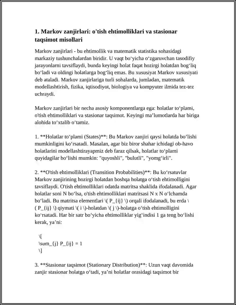 STOXASTIK MODELLARGA DOIR MISOLLAR 3