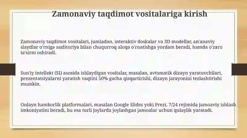 Taqdimotlarni ishlab chiqishning zamonaviy instrumental vositalari 3