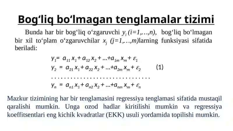 Ekonometrik Tenglamalar Sistemasining Ekonimetrik Modellar 3