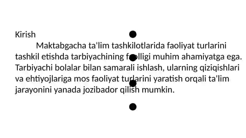 Maktabgacha ta`lim tashkilotlarida faoliyat turlarini tashkil etishda tarbiyachining faolligi 3