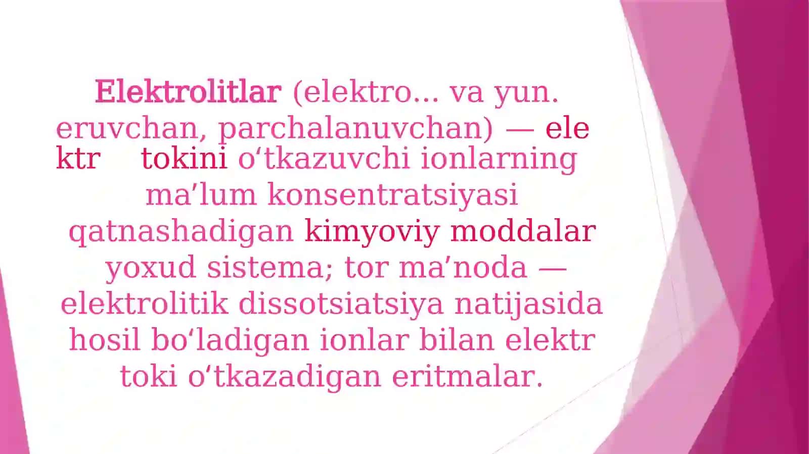 Organizmning biologik suyuqliklari elektrolit va no'elektrolit eritmalari sifatida 3