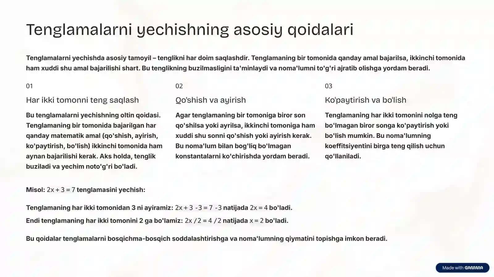 Tenglamalarni yechish: Asosiy tushunchalar va amaliyot 3