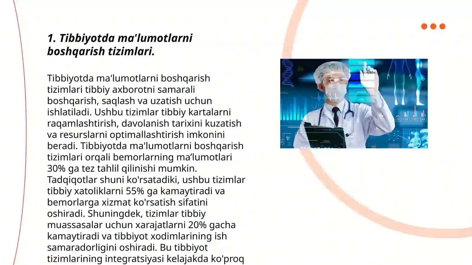 Tibbiyotda ma'lumotlarni boshqarish tizimlari 3