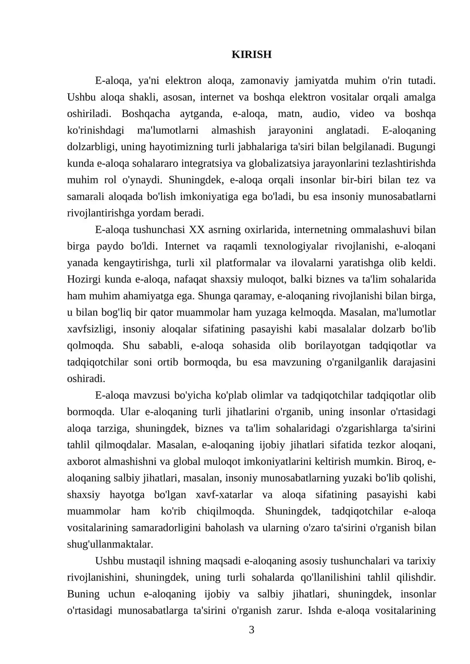 Communication (A survey on e-communicating) 3