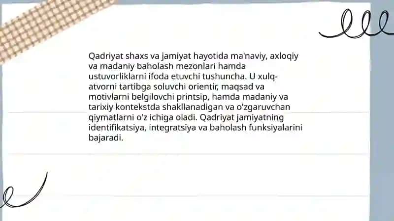 Qadriyat tushunchasining ma'nosi va uning umumiy tavsifi 3
