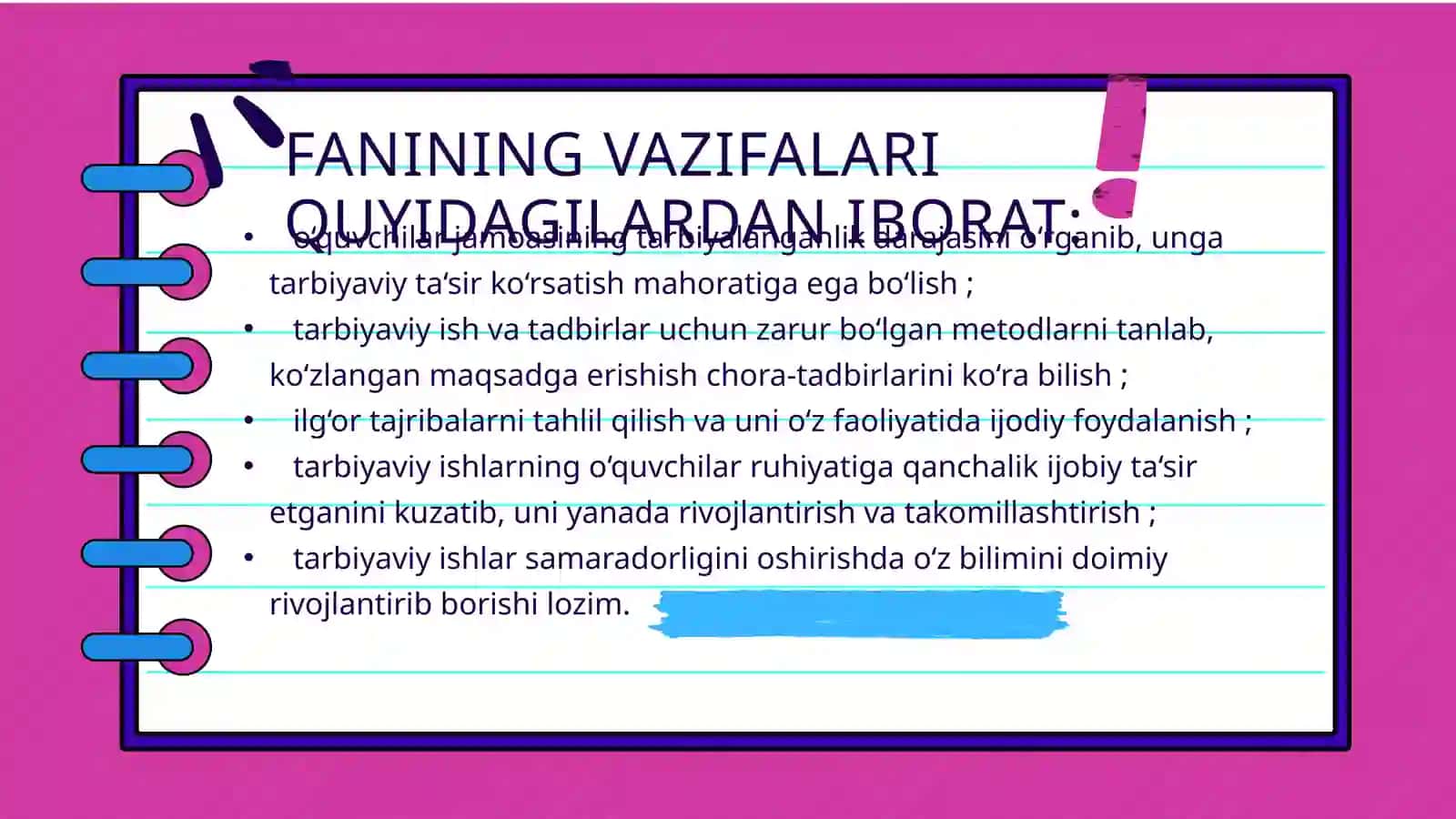 Boshlang’ich ta’limda sinf rahbari faoliyati fanining maqsad va vazifalari 3