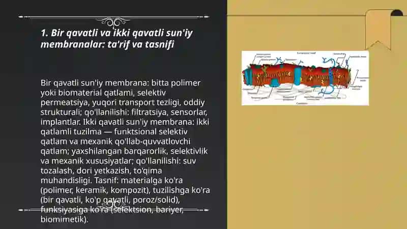 Bir va ikki qavatli sun'iy membranalr 3