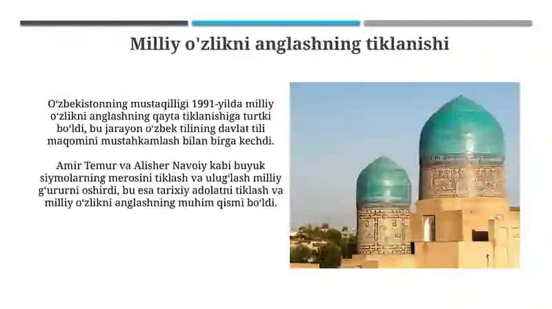 Mustaqillik yillarida Oʻzbekistondagi maʼnaviy va madaniy taraqqiyot 3