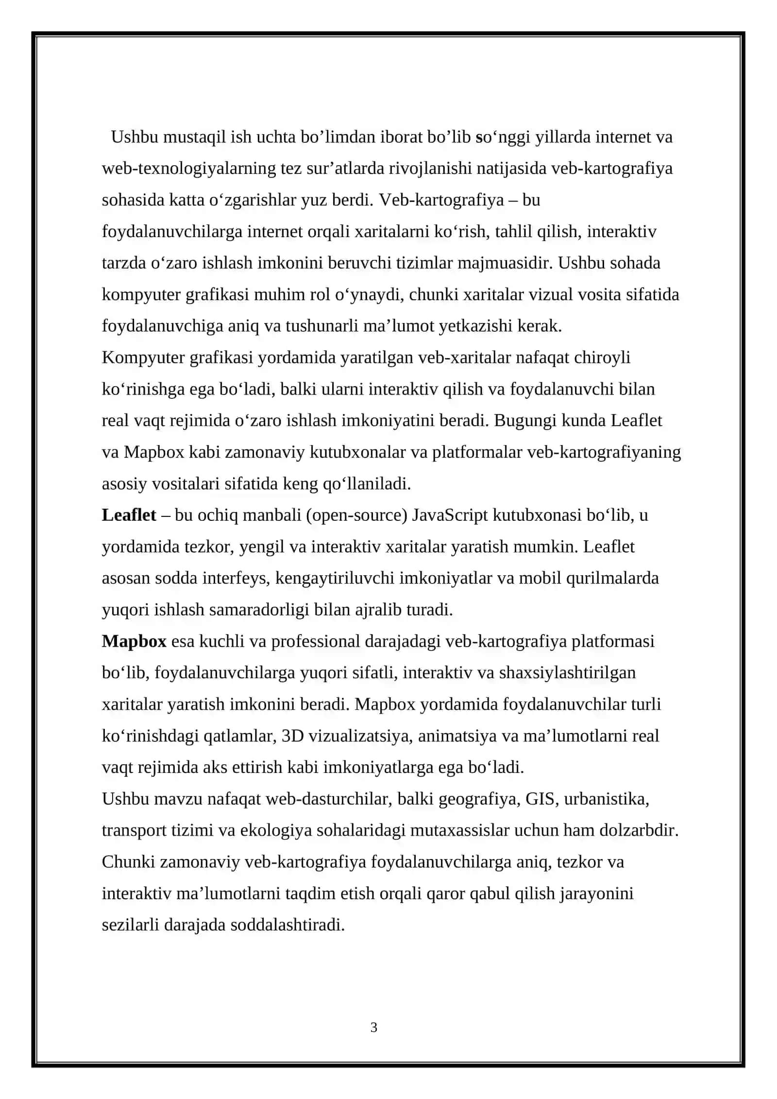 Veb-kartografiyada kompyuter grafikasi o‘rni (Leaflet, Mapbox) 3