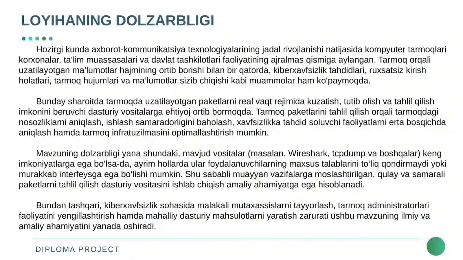 TARMOQ PAKETLARINI TUTIB OLISH TAHLIL QILISH DASTURIY VOSITASINI ISHLAB CHIQISH 3