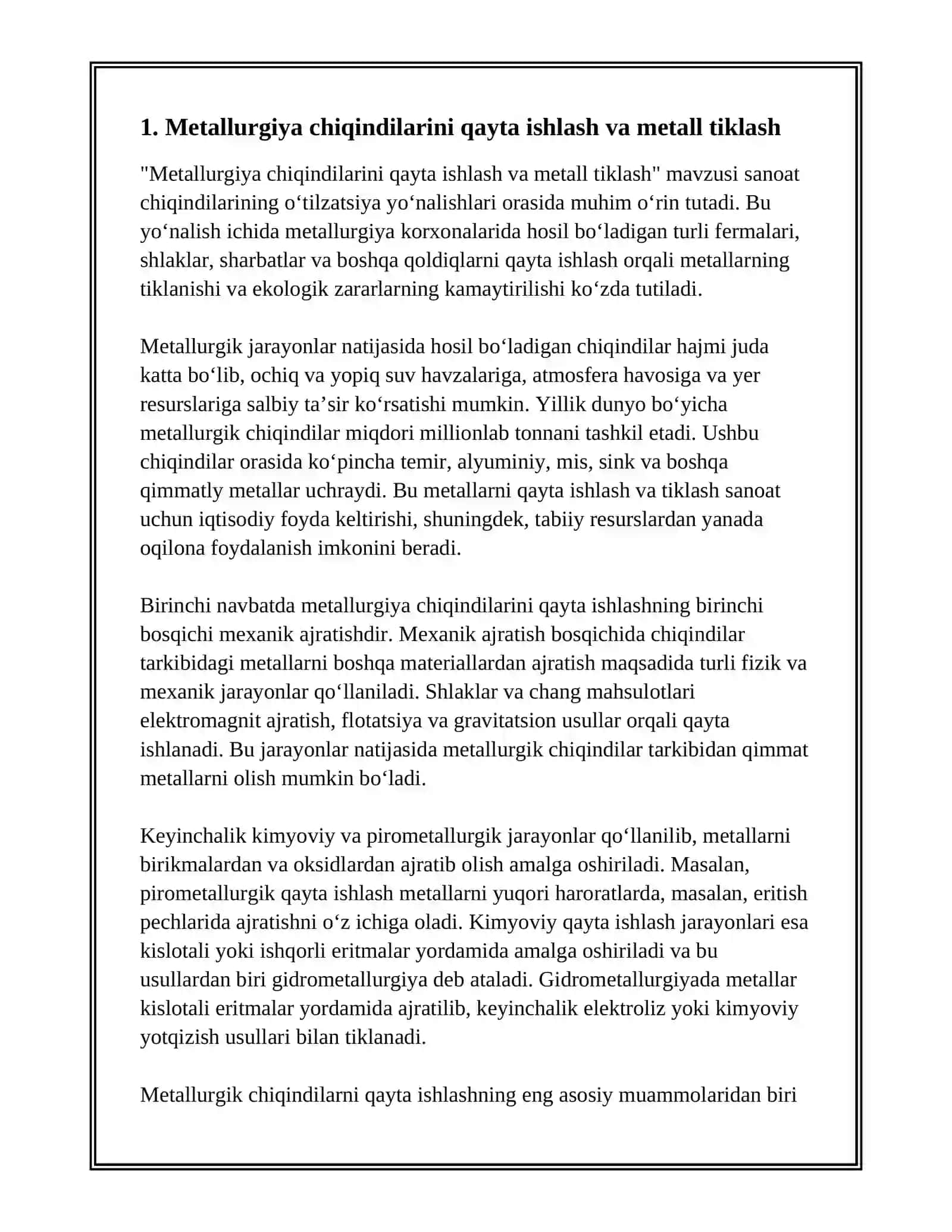 SANOAT CHIQINDILARINING OʻTILZATSIYA YOʻNALISHLARI 3