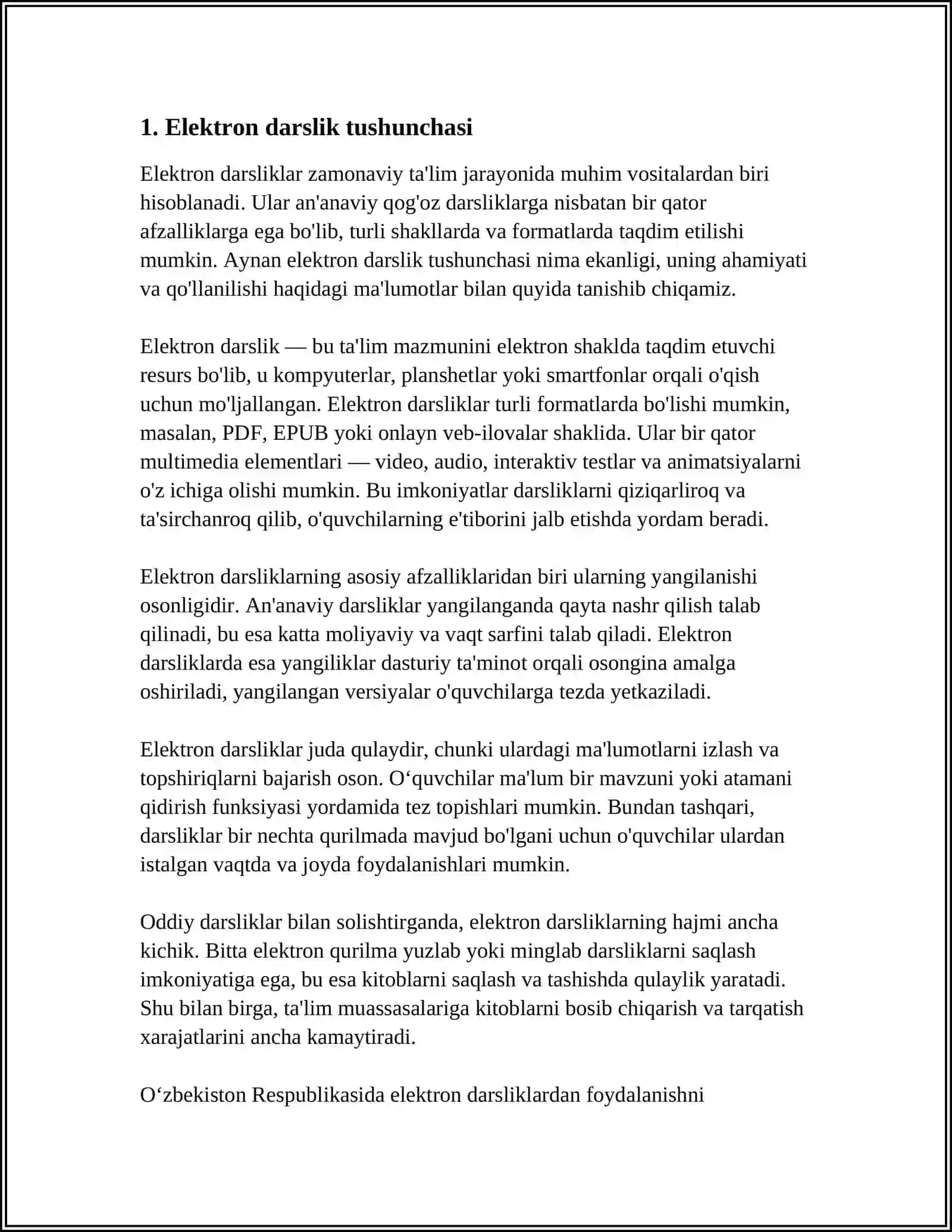 ELEKTRON DARSLIK YARATISH KOʻNIKMASI 3
