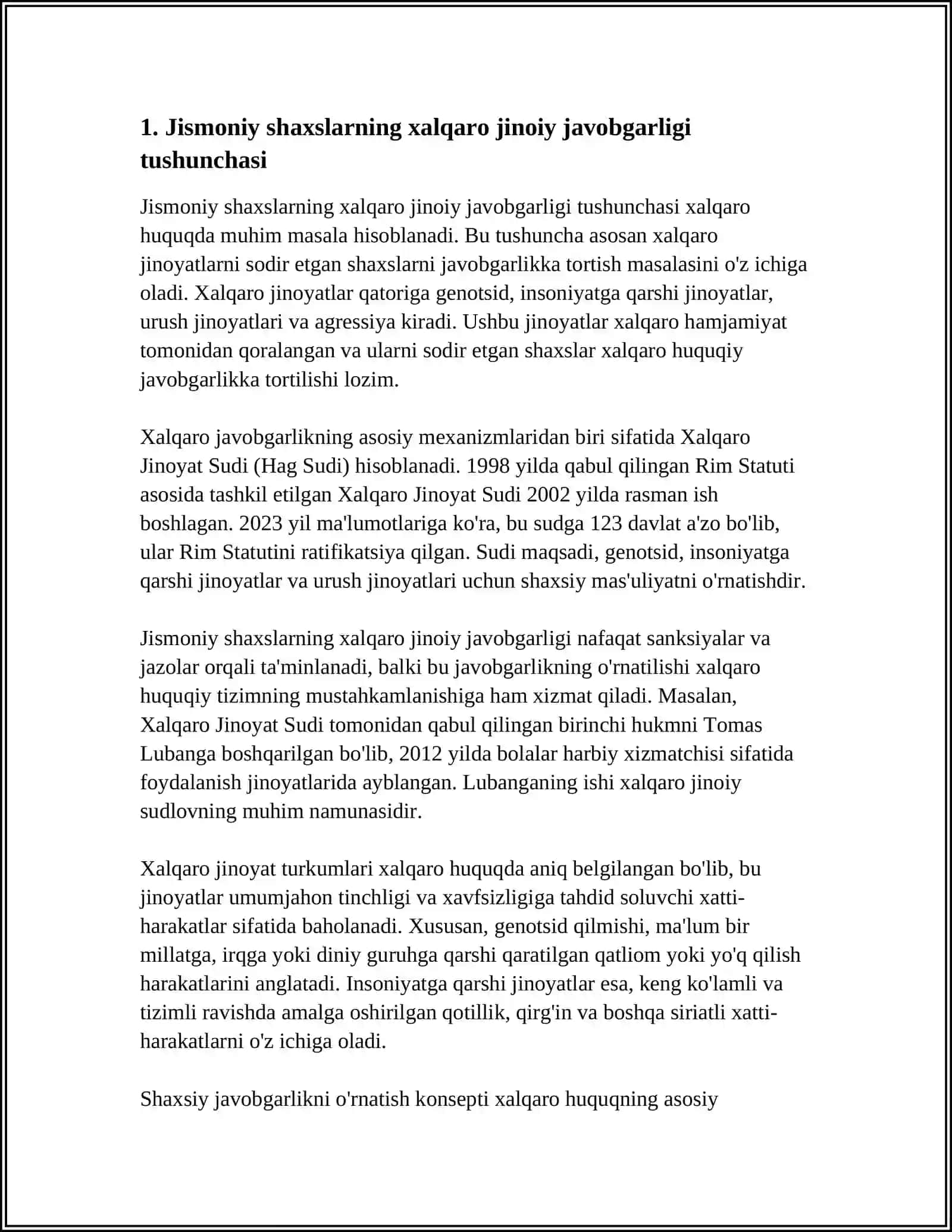 XALQARO JINOYATLAR UCHUN JAVOBGARLIGI 3