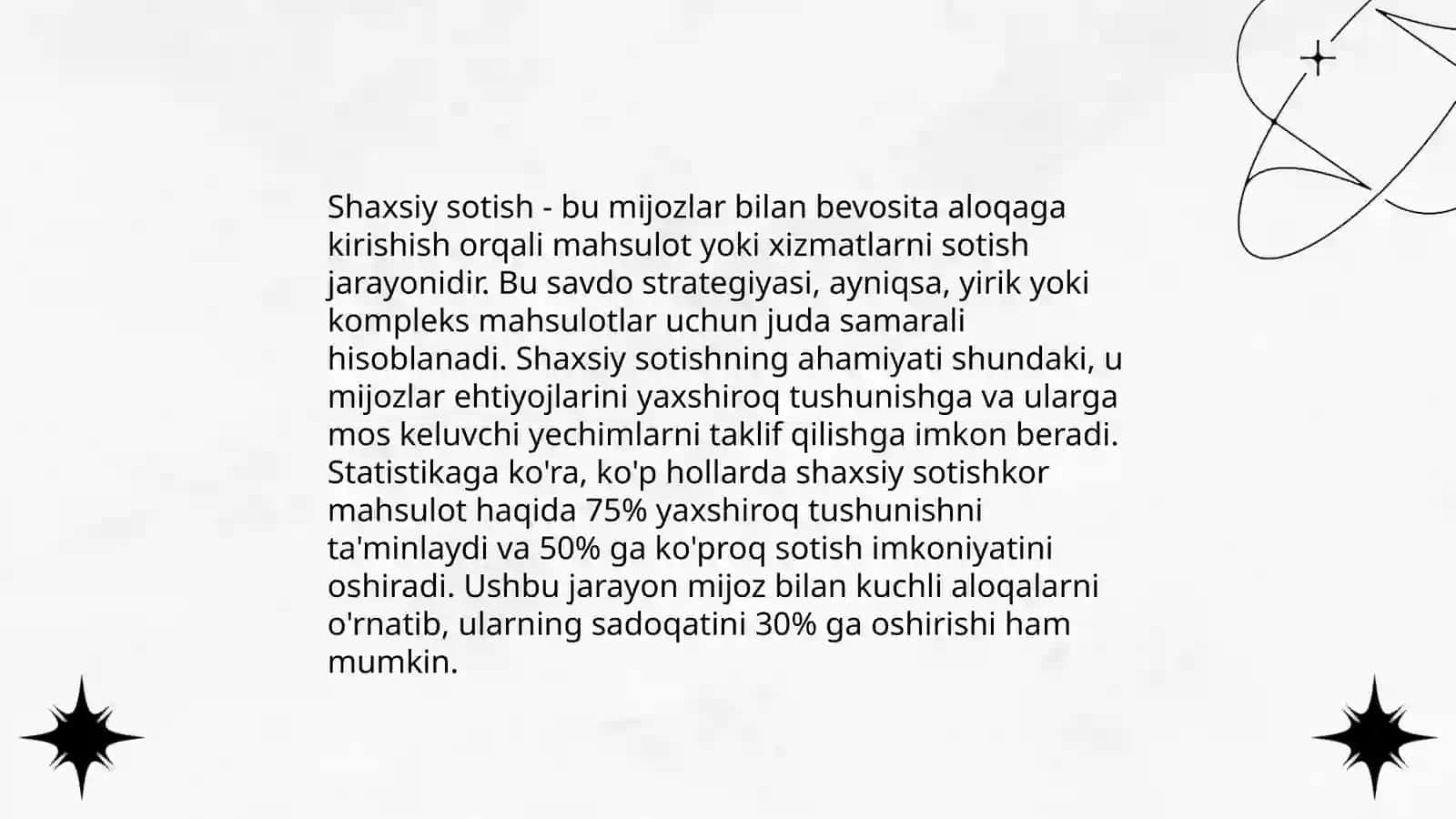 Shaxsiy sotish marketing kommunikatsiyasidagi sifati 3