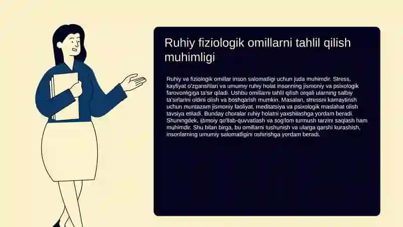 Ruhiy fiziologik omillarga gigiyenik ta’rif, organizmga ularning zararli ta’sirini oldini olish tadbirlari 3