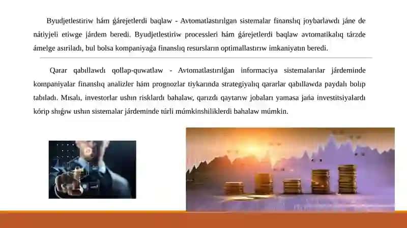 Finanslıq basqarıwda Avtomatlastırılǵan informaciya sistemaları 3
