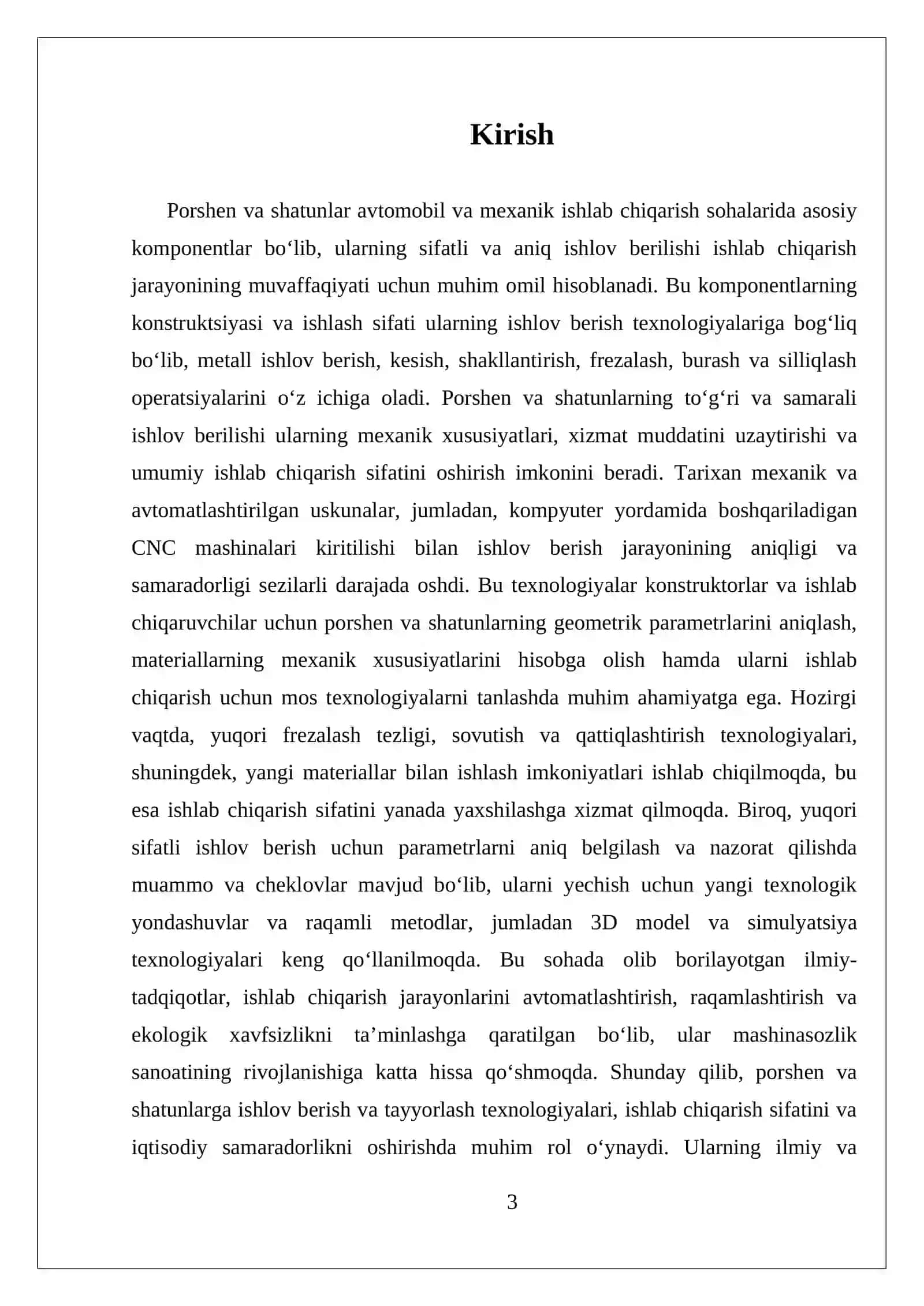PORSHEN VA SHATUNLARGA ISHLOV BERISH VA TAYYORLASH TEXNOLOGIYALARI 3