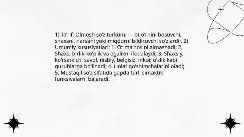 Olmosh soʻz turkumi 3
